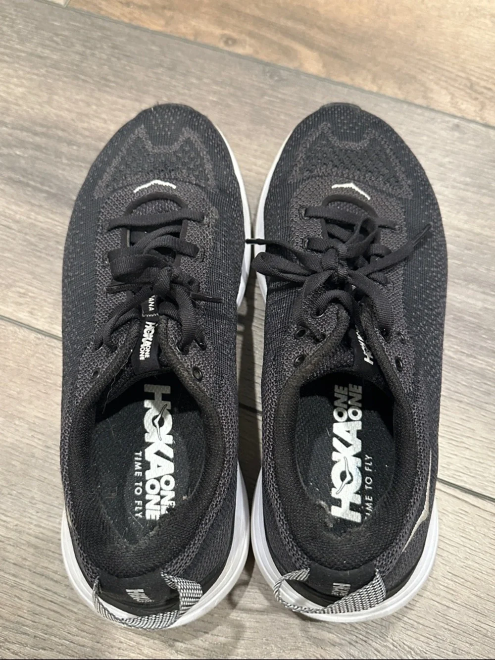 Hoka One One Black and White Women's Knit Sneakers